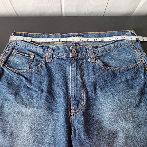 Vintage US Polo Assn Men’s Sz 36 Jean Shorts, Y2K Denim Baggy Carpenter Shorts - Picture 11 of 13